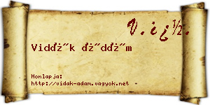 Vidák Ádám névjegykártya