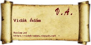 Vidák Ádám névjegykártya